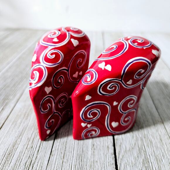 2-Piece Red Heart Shaped Salt and Pepper Shaker Set by Bella Casa by Ganz with - Picture 12 of 16